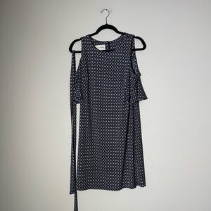 donna morgan off shoulder blue with design dress